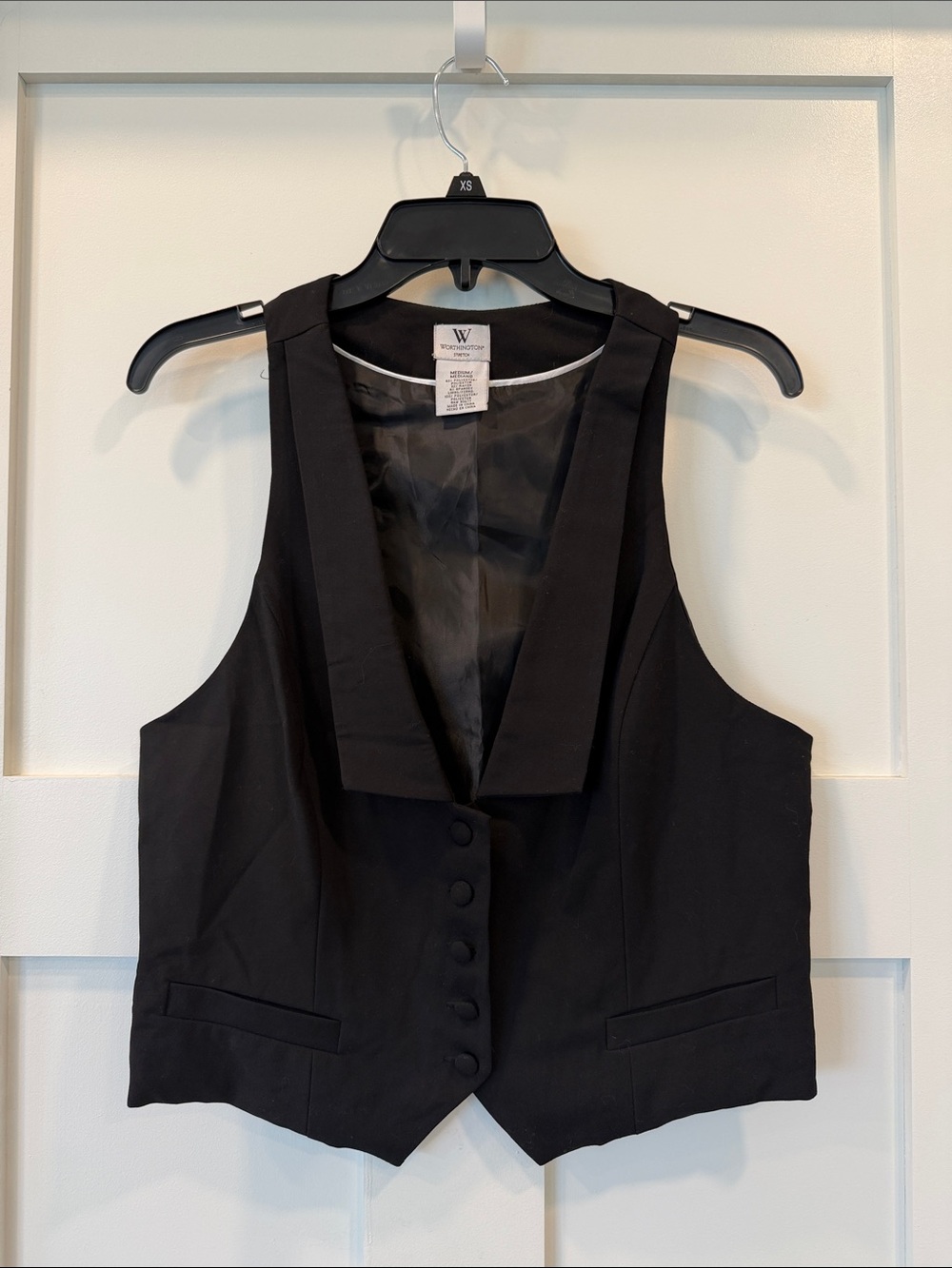 Worthington Black Women's Stretch Vest with Shawl Trim